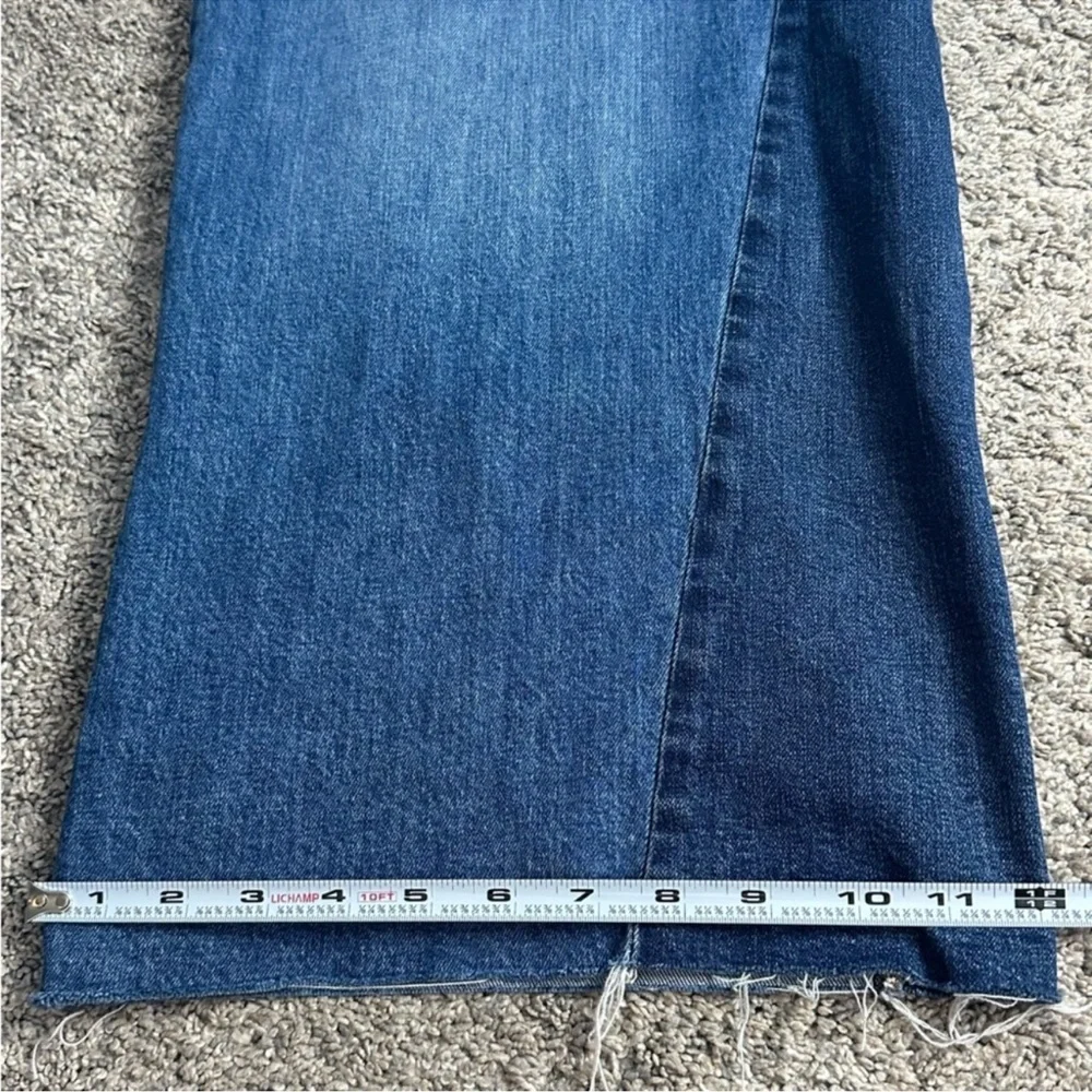 Madewell Two-Tone Blue Wide Leg Flare Cropped Gusset Jeans Size 31 - Picture 13 of 14
